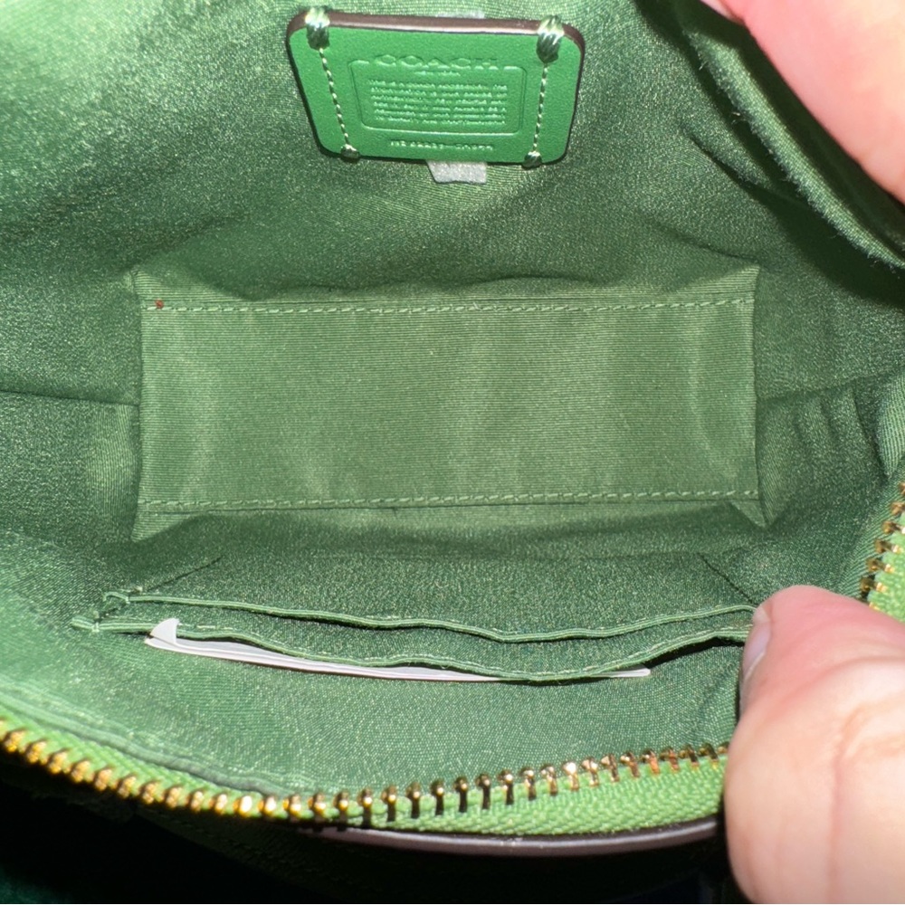 Coach CA844 Mini Gallery Crossbody Crossgrain Leather Green Brass Hardware - Picture 5 of 7